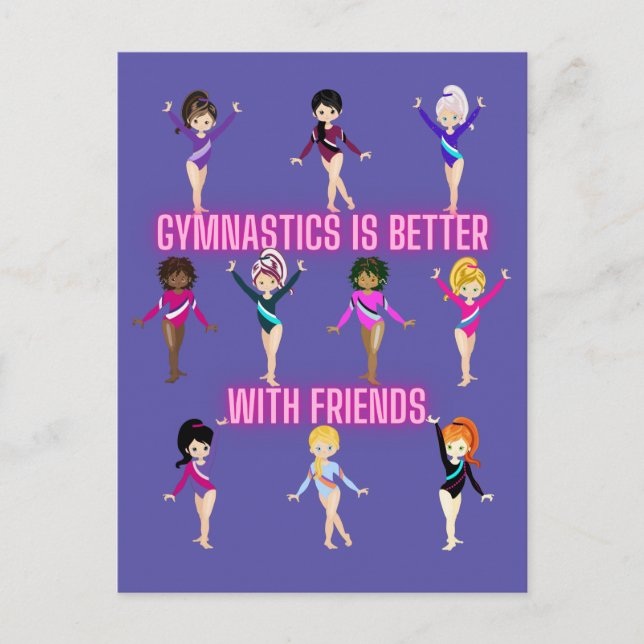 Gymnastics Is Better With Friends   Invitation Postcard (Front)