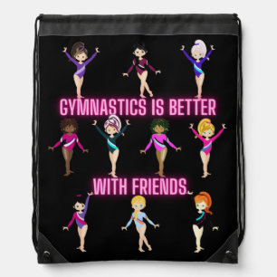 Gymnastics Is Better With Friends Neon  Drawstring Bag