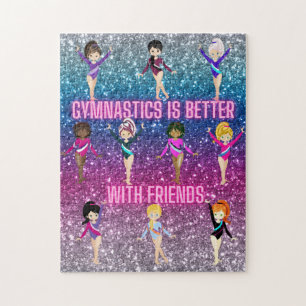 Gymnastics Is Better With Friends Ombre Sparkle    Jigsaw Puzzle
