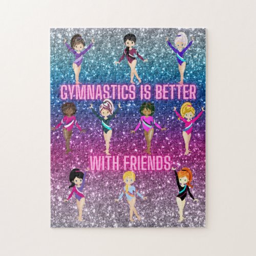 Gymnastics Is Better With Friends Ombre Sparkle    Jigsaw Puzzle