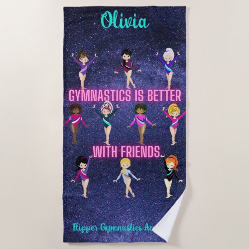 Gymnastics Is Better With Friends Personalized   Beach Towel