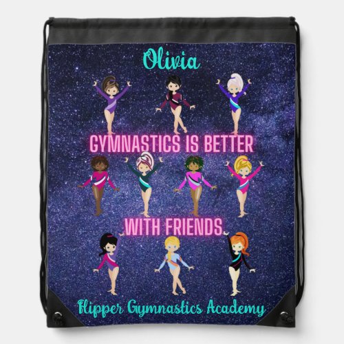 Gymnastics Is Better With Friends Personalized   Drawstring Bag