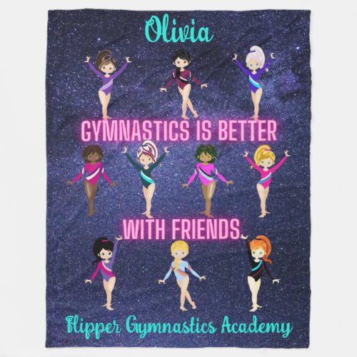 Gymnastics Is Better With Friends Personalized  Fleece Blanket