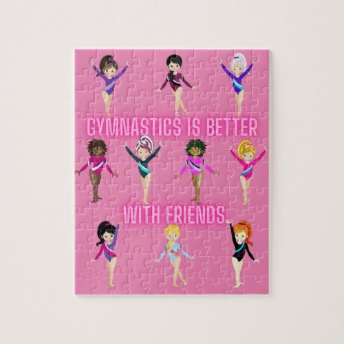 Gymnastics Is Better With Friends Pretty in Pink   Jigsaw Puzzle