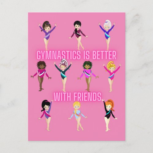 Gymnastics Is Better With Friends Pretty in Pink   Postcard