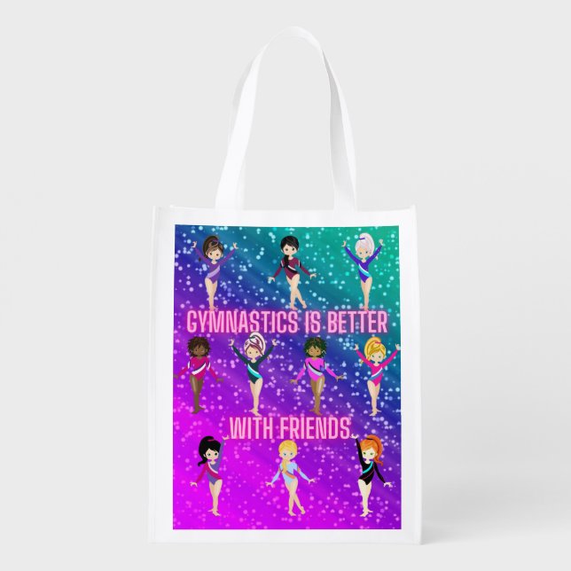 Gymnastics Is Better With Friends Super Sparkle    Grocery Bag (Back)