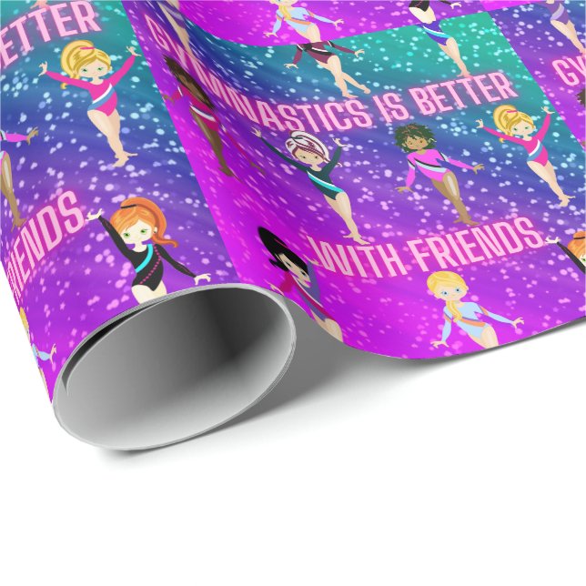 Gymnastics Is Better With Friends Super Sparkle    Wrapping Paper (Roll Corner)