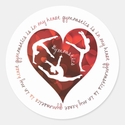 Gymnastics Is In My Heart Red Round Stickers