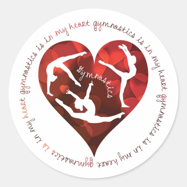 Gymnastics Is In My Heart Red Round Stickers (Front)