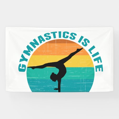 Gymnastics is Life Beautiful Sunset Gymnast Banner