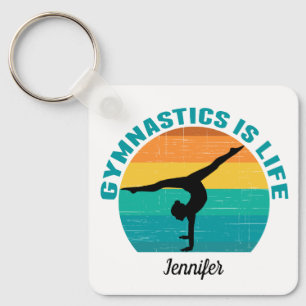 Gymnastics is Life Beautiful Sunset Gymnast Custom Keychain