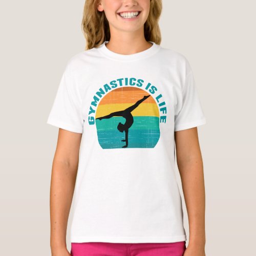 Gymnastics is Life Beautiful Sunset Gymnast Kids T_Shirt