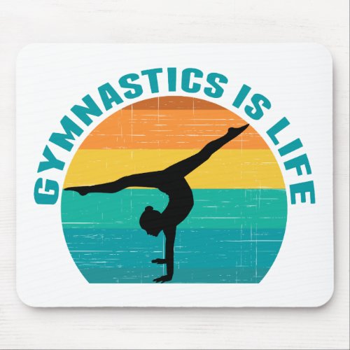 Gymnastics is Life Beautiful Sunset Gymnast Teal Mouse Pad