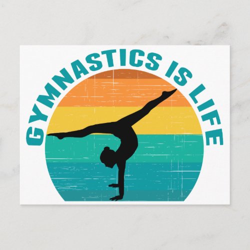 Gymnastics is Life Beautiful Sunset Gymnast Teal Postcard