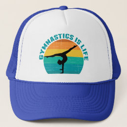 Gymnastics is Life Beautiful Sunset Gymnast Teal Trucker Hat
