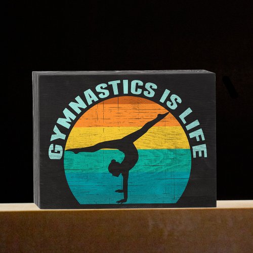 Gymnastics is Life Beautiful Sunset Gymnast Wooden Box Sign