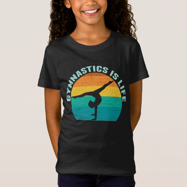 Gymnastics is Life Cool Sunset Gymnast Girls T-Shirt (Front)