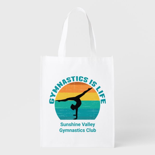 Gymnastics is Life Cute Personalized Gymnast Grocery Bag (Front)