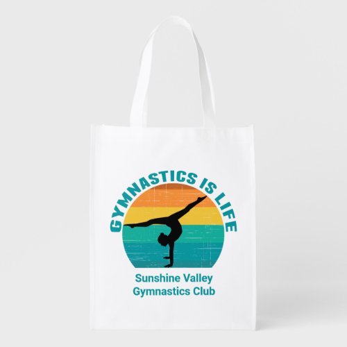 Gymnastics is Life Sunset Personalized Gymnast Grocery Bag
