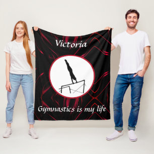 Gymnastics is my life - Custom Gymnast Uneven Bars Fleece Blanket