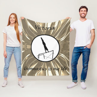 Gymnastics is my life - Custom Gymnast Uneven Bars Fleece Blanket