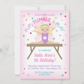 Gymnastics Jump Birthday Party Blonde Invitation (Front)
