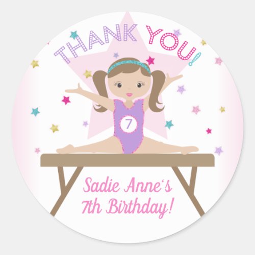 Gymnastics Jump Birthday Party Red Hair Thank You 