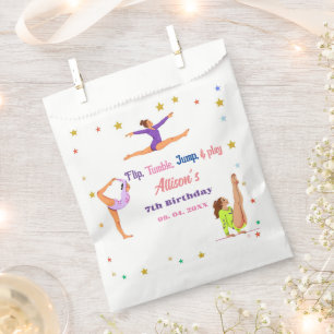 Gymnastics  jump Cartwheels girl birthday party Favor Bag