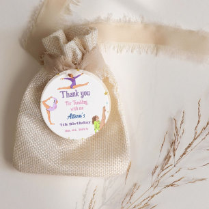 Gymnastics  jump Cartwheels girl birthday party Favor Tags