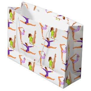 Gymnastics jump Cartwheels girl birthday party Gif Large Gift Bag