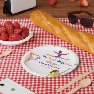 Gymnastics  jump Cartwheels girl birthday party Paper Plates