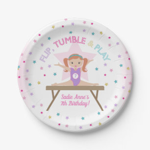 Gymnastics Jump Party Red Hair Birthday Party Paper Plates