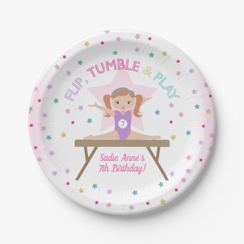 Gymnastics Jump Party Red Hair Birthday Party Paper Plates