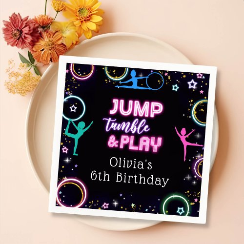 Gymnastics Jump Play Birthday Party Napkins
