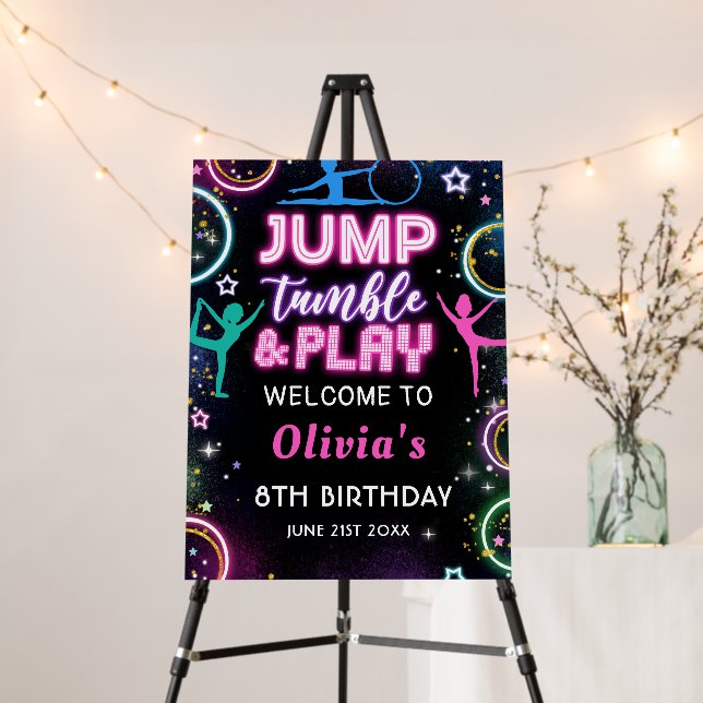 Gymnastics Jump Play Birthday Welcome Foam Board (In Situ (Stand))