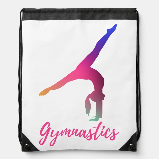 Gymnastics Kickover Pastel Pink Purple Blue  Drawstring Bag (Front)