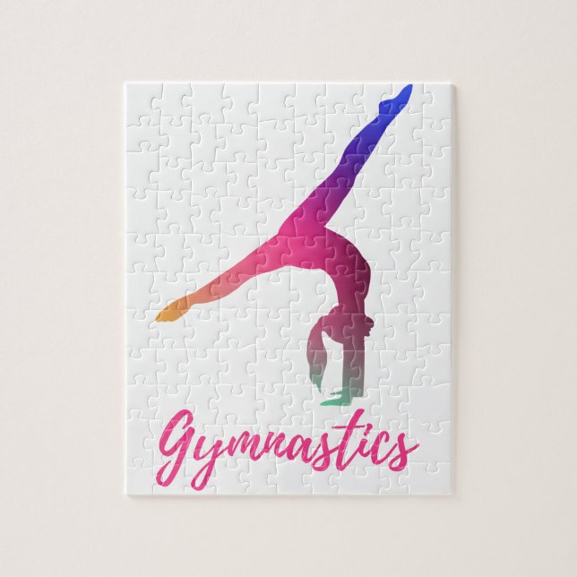 Gymnastics Kickover Pastel Pink Purple Blue  Jigsaw Puzzle (Vertical)