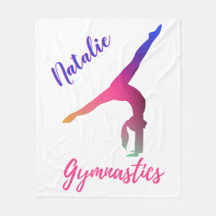 Gymnastics Kickover Pink Purple Personalized Fleece Blanket