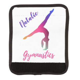 Gymnastics Kickover Pink Purple Personalized Luggage Handle Wrap