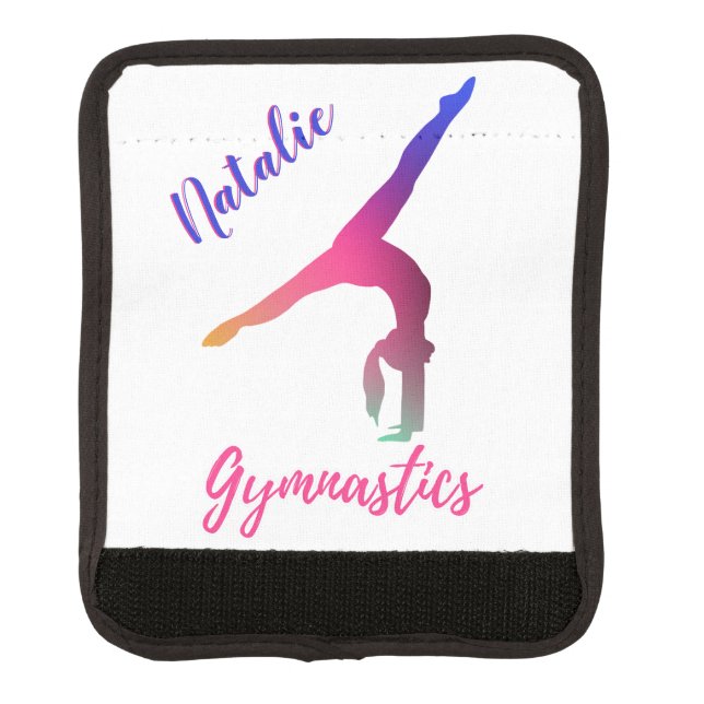 Gymnastics Kickover Pink Purple Personalized Luggage Handle Wrap (Front)