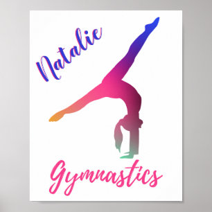Gymnastics Kickover Pink Purple Personalized Poster
