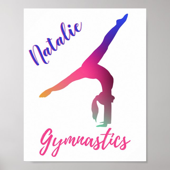 Gymnastics Kickover Pink Purple Personalized Poster (Front)