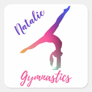 Gymnastics Kickover Pink Purple Personalized Square Sticker