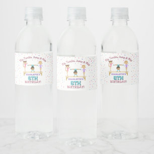 Gymnastics Kids Girl Birthday Party Theme Water Bottle Label