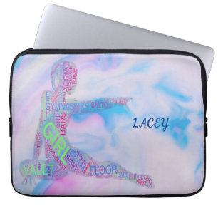 Gymnastics LAPTOP SLEEVE with personalized name.