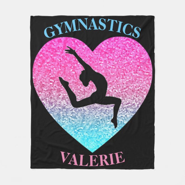 Gymnastics Leap Fleece Blanket w/ Name (Front)