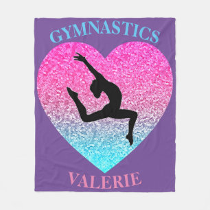 Gymnastics Leap Fleece Blanket w/ Name