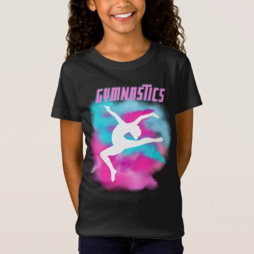 Gymnastics Leap Pink and Blue Color Bomb T_Shirt