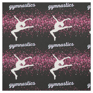 Gymnastics Leap Pink Glitter Fabric