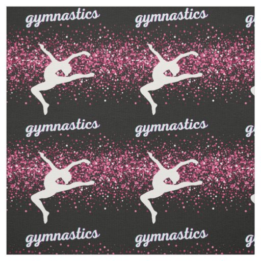 Gymnastics Leap Pink Glitter Fabric
